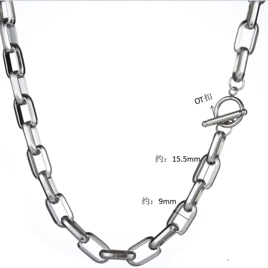 Geometric Trapezoidal Square Buckle Stainless Steel Gold-color Link Chain Necklace Bracelet Set Couple Accessories Collarbone