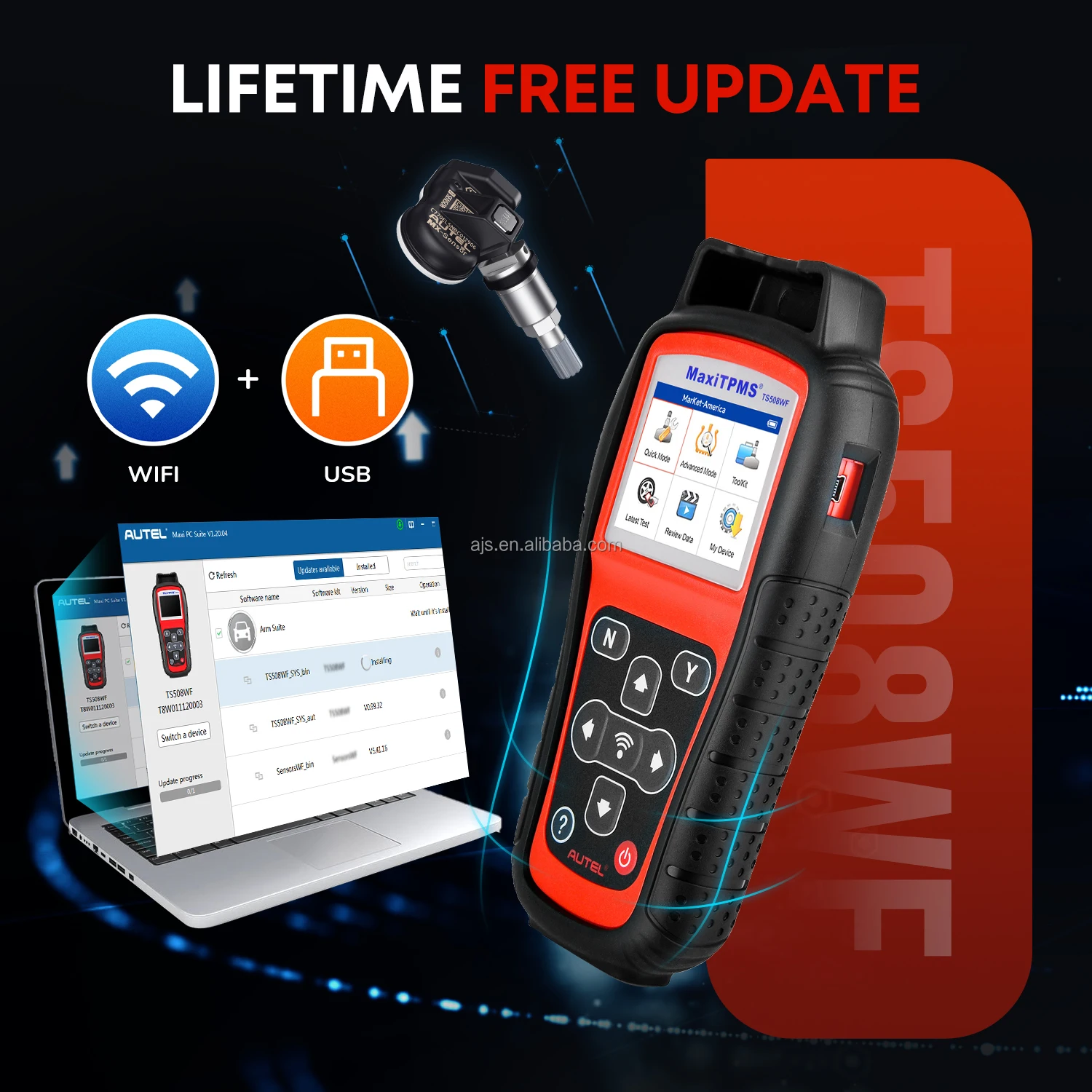 Autel MaxiTPMS TS508WF TPMS Relearn Tool Car Repair Tool Code Reader Scanner Tire Pressure Monitor Diagnostic Machine