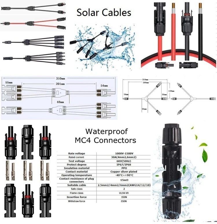 3 In Y Pv Wire Connectors Customized Ip68 Waterproof 6mm2 Extend Solar ...