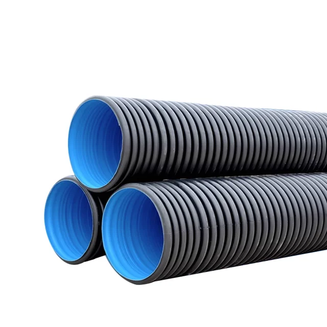 Black High Density Polyethylene Plastic Sewage Sprinkler Irrigation Tubing Pipe HDPE Double wall Corrugated Pipe