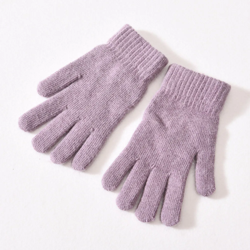 Весенне-зимние перчатки из микрофибры, кашемировые вязаные варежки, высококачественные детские теплые детские вязаные перчатки с пальцами для улицы