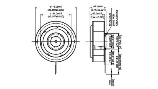 Centrifugal Blower, 175x175x69mm, 12V/24V/48V, Plastic - detail 8
