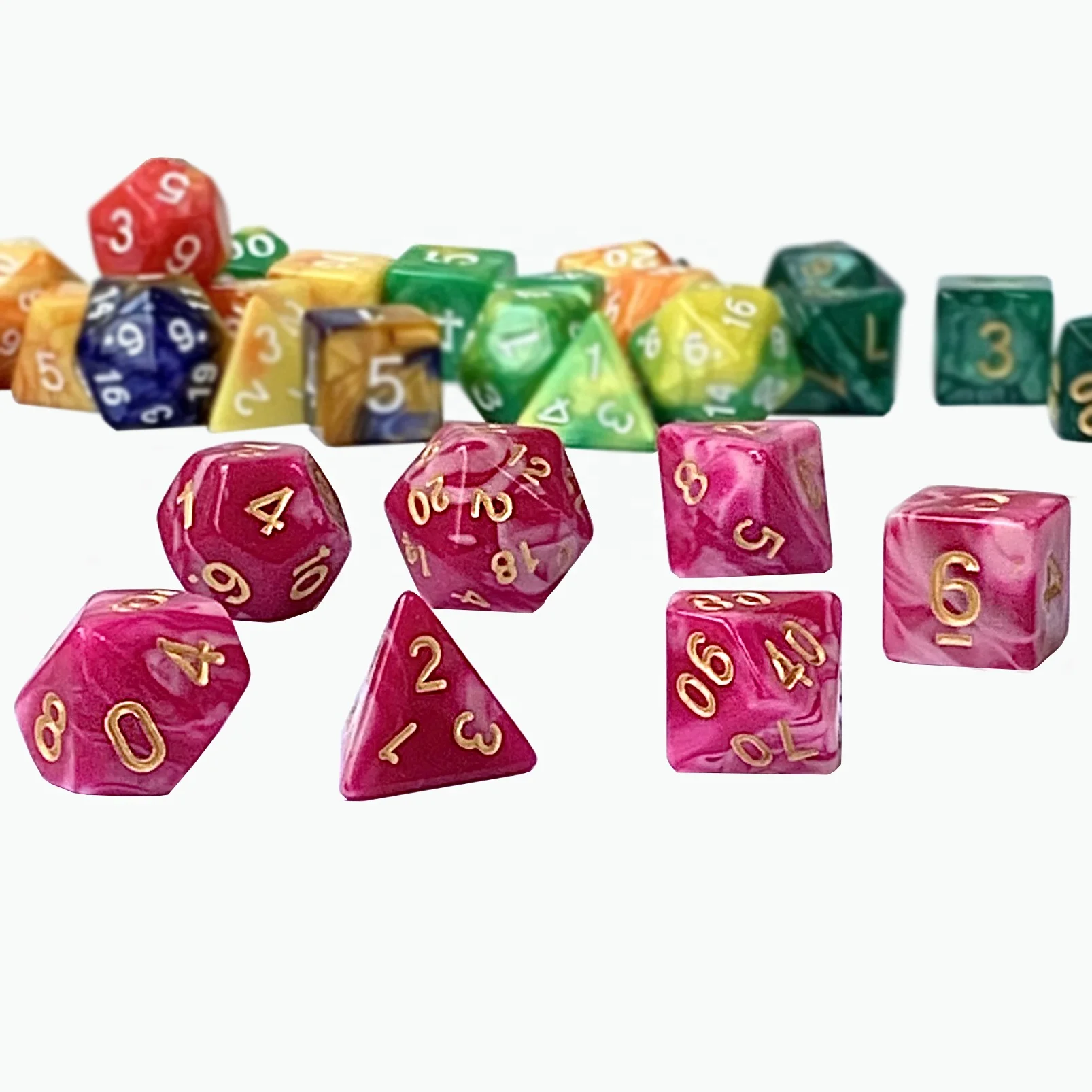 Полимерные Твердые игральные кости набор на заказ два цвета смешанные Роскошные светящиеся акриловые кости набор полигедрал ролевая игра Mtg игровые игральные кости для казино