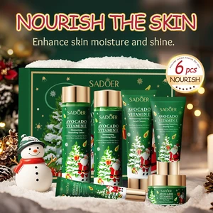 SADOER Anti Aging Whitening Hydrating Moisturizing Christmas Avocado Vitamin E Facial Skin Care Gift Set