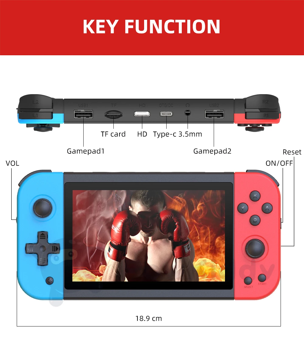NEW POWKIDDY X51 5 inch Handheld Video Game Console For PS1 FC 3D Joystick Retro Games Player Support HD TV Out Gaming Consoles