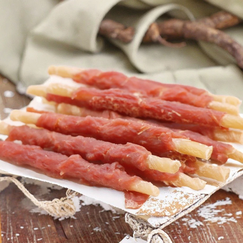Organic High Protein Dog Treats Duck Flavor Cowhide Raw Skin Sticks Healthy Puppy Training Teeth Grinding Compliant factory