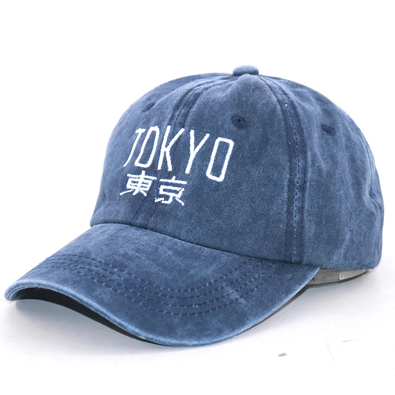 Custom Japanese Tokyo Embroidery Baseball Cap - Cotton Washed Dad