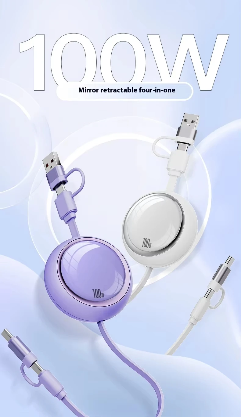 促销礼品标志可用5 1可伸缩USB C电缆多充电3A快速充电2in3多充电器线