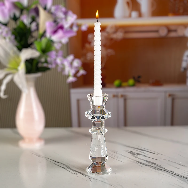 Small Bridge Polygonal Wedding Center Decoration, Glass Candle Holder, Furniture Decoration, Christmas Crystal Candle Holder