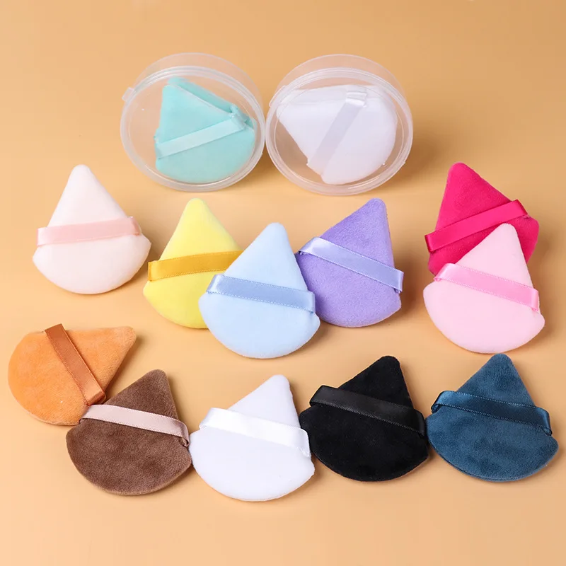 Gmagic Triangle Velvet Powder Puff Heart Velvet Satin Air Cushion Makeup Sponge Powder Puff for Foundation Highlighting Powder