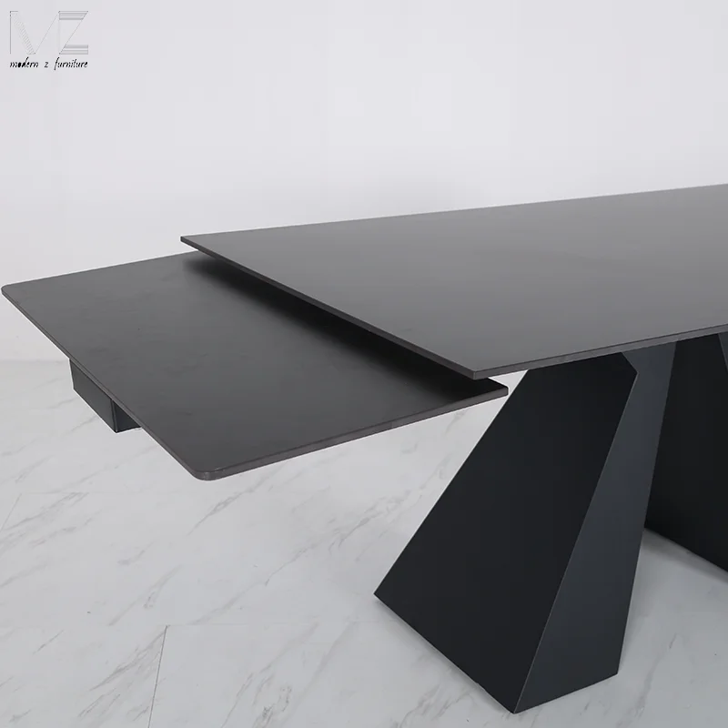 Luxury Modern Expandable Dinning Room Table Set Retractable Kitchen Furniture Sintered Stone  Marble Top Extendable Dining Table