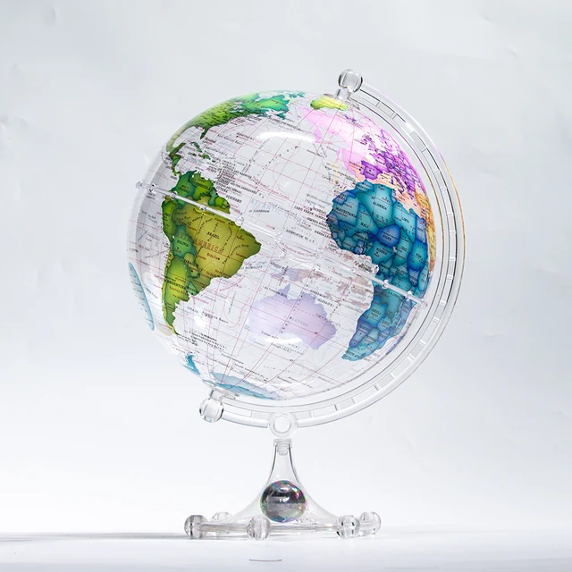 Wellfun English Large Size World Colorful Glass Novelty Gifts Decor Globe Earth Globe Decorative Photo Frame Globe