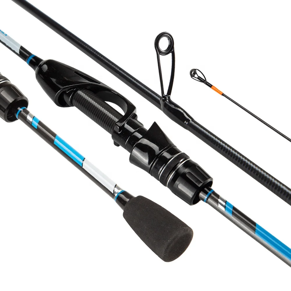 carbon blue fishing pole Shield II Water Spinning Rod Reaction Tackle Telescopic Carbon Spinning Rod collapses to a fraction of its length for easy travel and backpacking Okuma Blue Fishing Pole Okuma