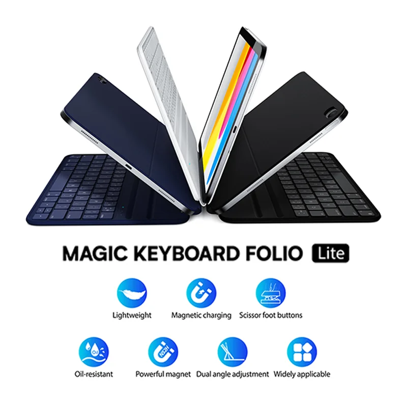 product laudtec f16 wireless keyboard tablet cover for ipad pro  ipad air lightweight 430g design with oil resistant protective shell-2