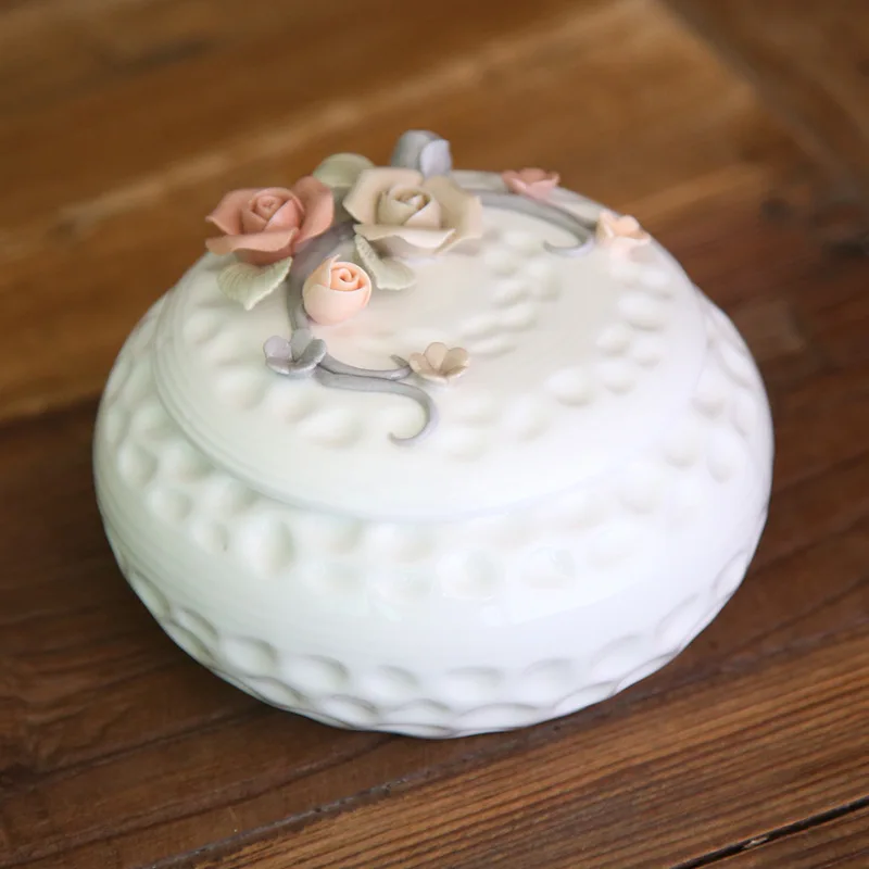 Wholesale Ceramic Three-dimensional Flower Jewelry Storage Box