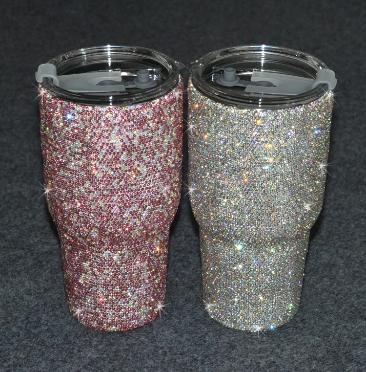 Wholesale Diamondencrusted Stainless Steel Thermos Coffee Cup Tea Tumblers Cups With Lids Buy
