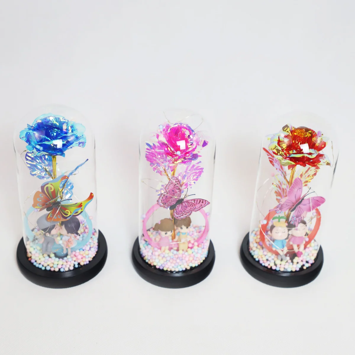 Idées de Cadeaux de Noël Cloche Grandes Cloches en Verre Affichage Fleur Décoration de Mariage arc-en-ciel galaxie Verre Fleurs de Noël Cadeaux