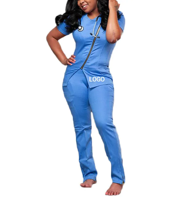 Factory Custom Type Oem Logo Embroidery Low Moq Nurse Medical Scrubs