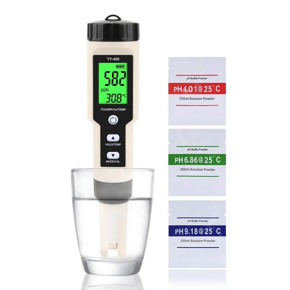 Backlight 4-in-1 Ph/orp/h2/temp Meter Hydrogen Ion Concentration Tester ...