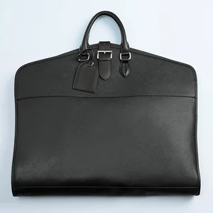 Custom Logo Saffiano Leather Black Men's Travel Fashion Suit Carrier Duffle Garment Bag