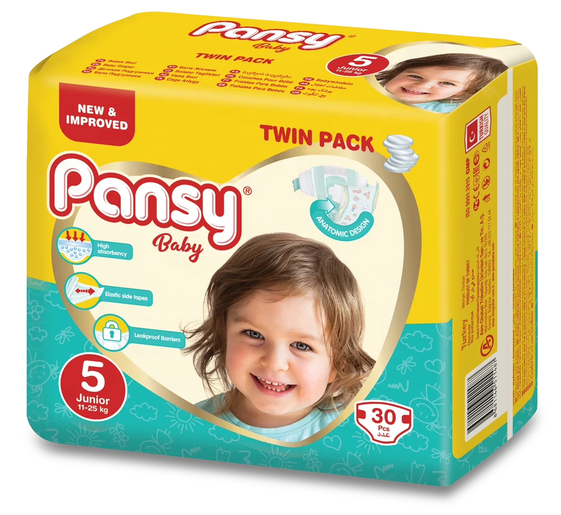 Pansy Baby Diapers High Quality Super Absorbent Leakproof Barrier Twin Pack  XXL Size Cottony Surface Plain Style SAP Adults USA