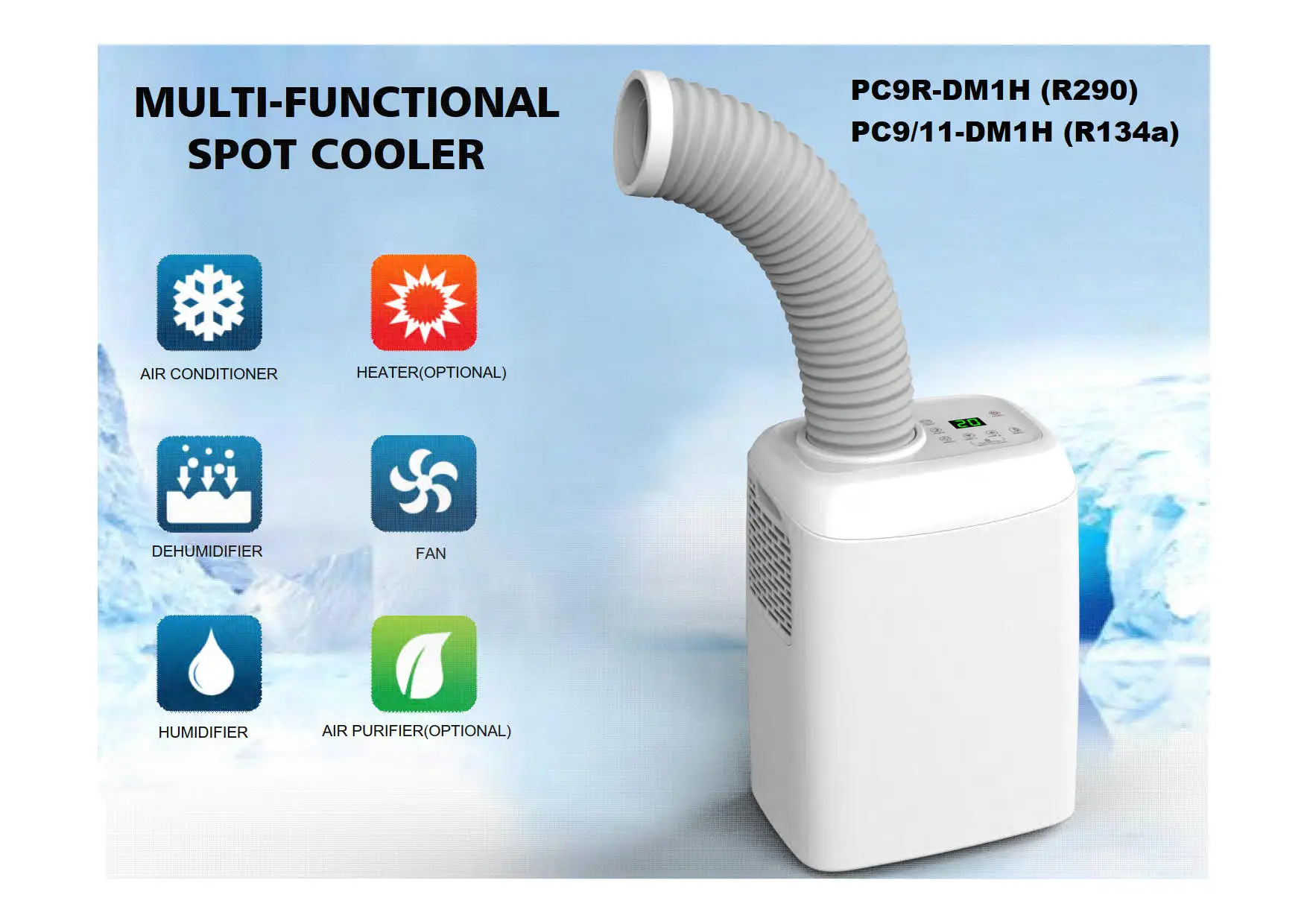 3000 BTU R134a Cooling, dehumidifying, humidifying,fan and air