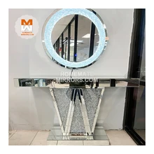 Hot Contemporary Silver Glass Console with Mirrors for Hallway