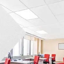 Absorbing Acoustic Panels Glass Wool Panel With 25mm Black Fibre Veil For Ceiling Sound Absorption Square Edge With T Grid