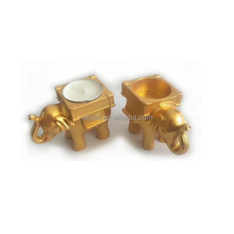 China Factory High Quality Customize Logo Gift Sell Well Golden Elephant Tea Light Holder