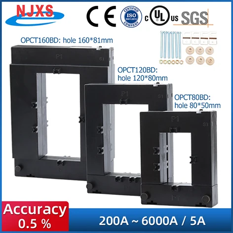 NJXSE Split Core Current OPCT80BD Clamp 1000a 5a Transformer 2000A 3000A 5A OPCT120BD 4000A 5000A 6000A 5A for Transformers