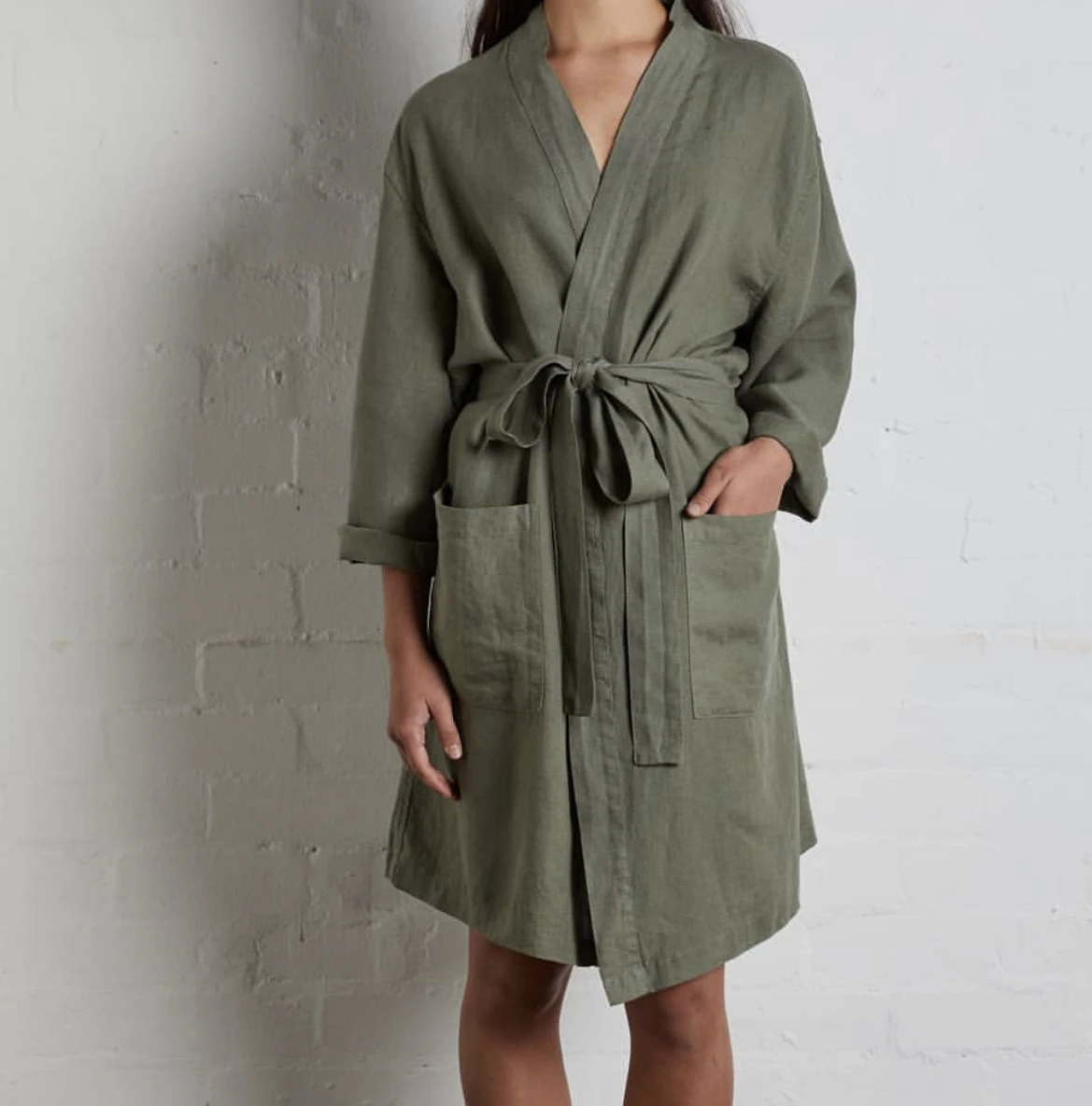 French Flax Linen Robe OEKO Tex 100 Women Robes French Linen Sleepwear ...