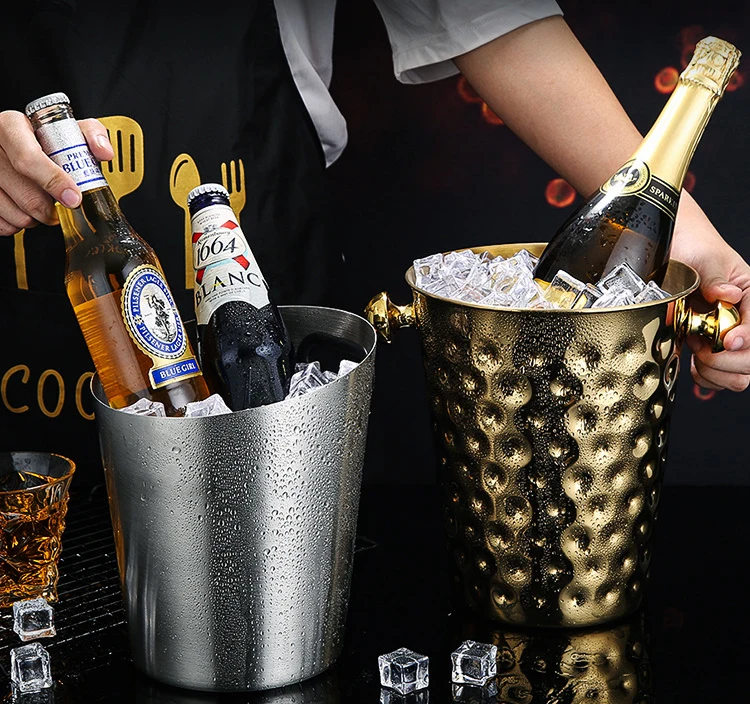 Large Ice Buckets Stainless Steel Punch Bowl Large Ice Wine Bucket