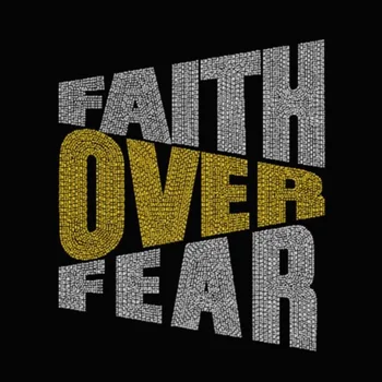 Hot fix iron on bling patches faith over fear rhinestone transfer motif for hoodie t shirt