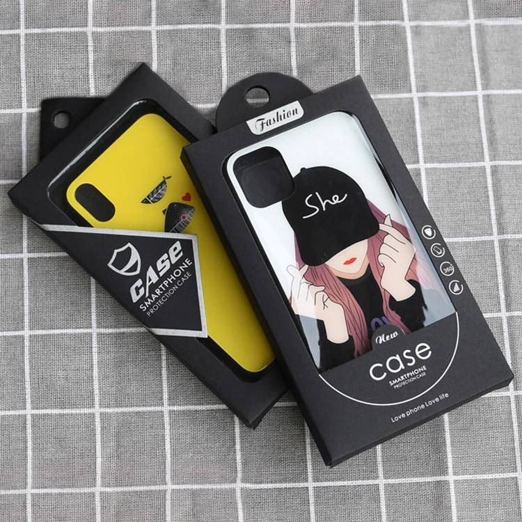 Universal Custom Printed Cell Phone Case Packaging Box Luxury Mobile Phone Case Package With Window for Iphone