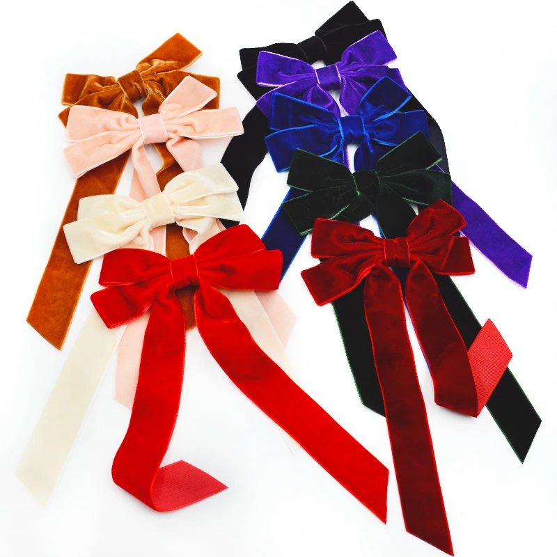 Gordon Ribbons Four Head Knot Velvet Ribbons Hair Bow For Girls Women