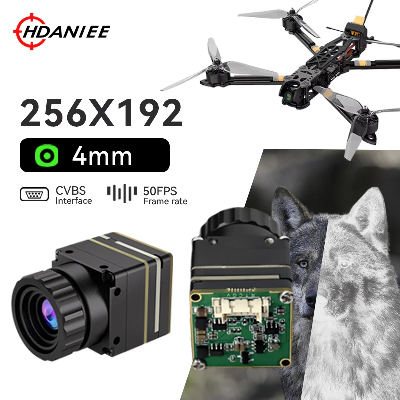 HDANIEE Night Vision Thermal Imaging Drone Camera CVBS 256x192 4mm Metal Thermal Module