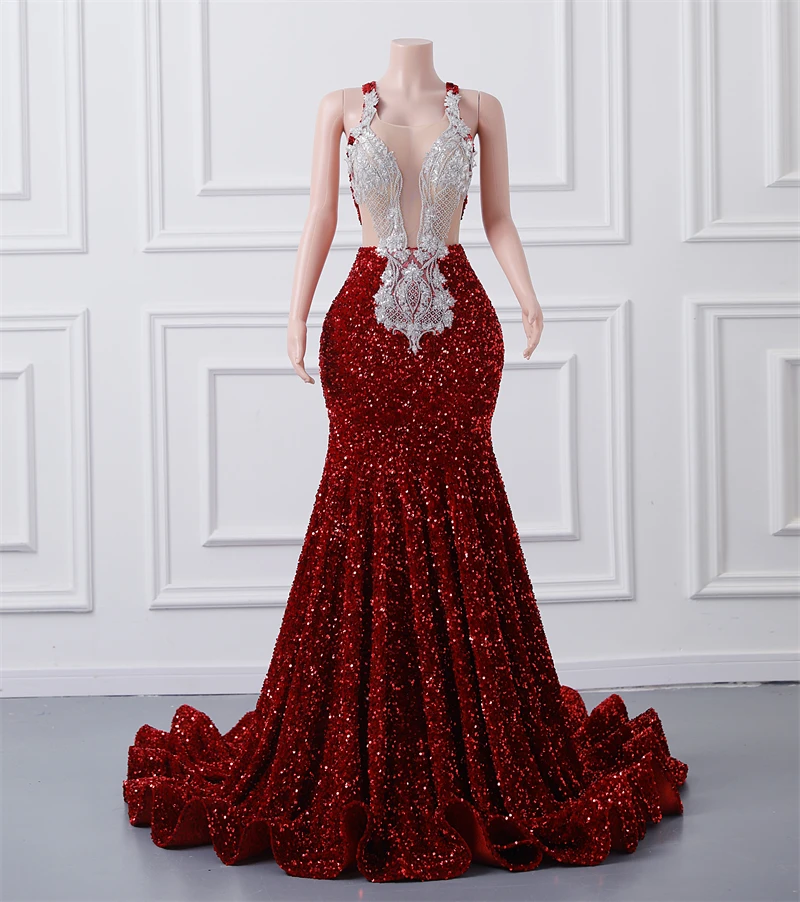Elegant African Maxi Dress with Sequins for Prom 2024