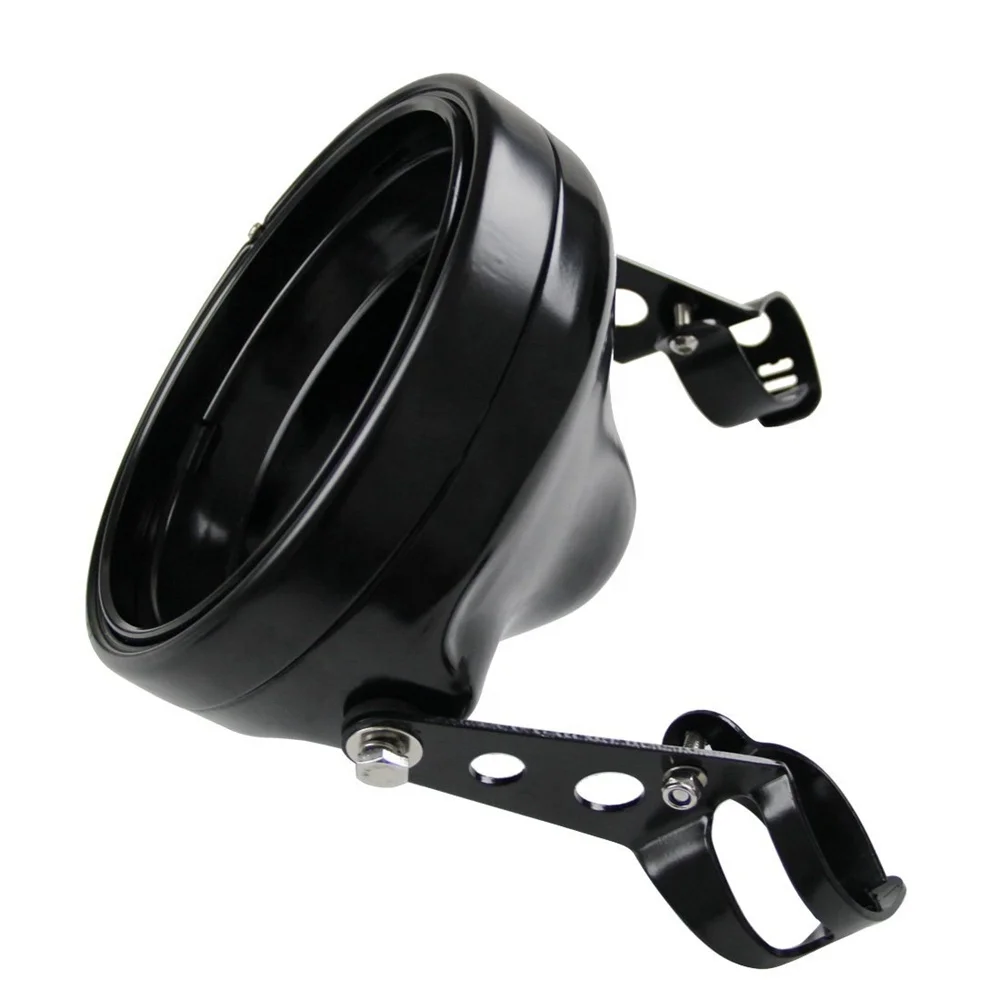 TIYPEOR for Motorcycle Black/Chrome 7'' Headlight Housing Black 7 Inch Housing Accessories
