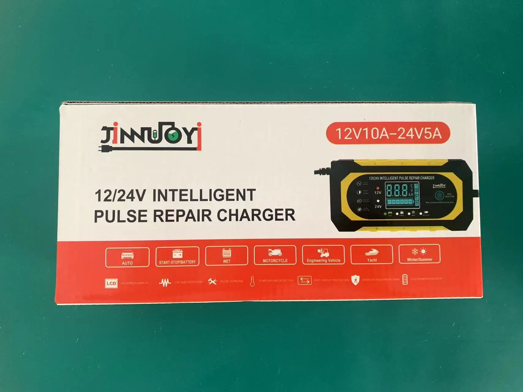 JINNUOYI 12V 10A 24V 5A Battery Maintainer Trickle Charging Pulse 