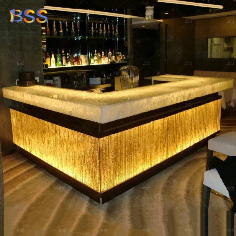 地下バーカウンターイルミネーションマーブルモダンデザインオニキス