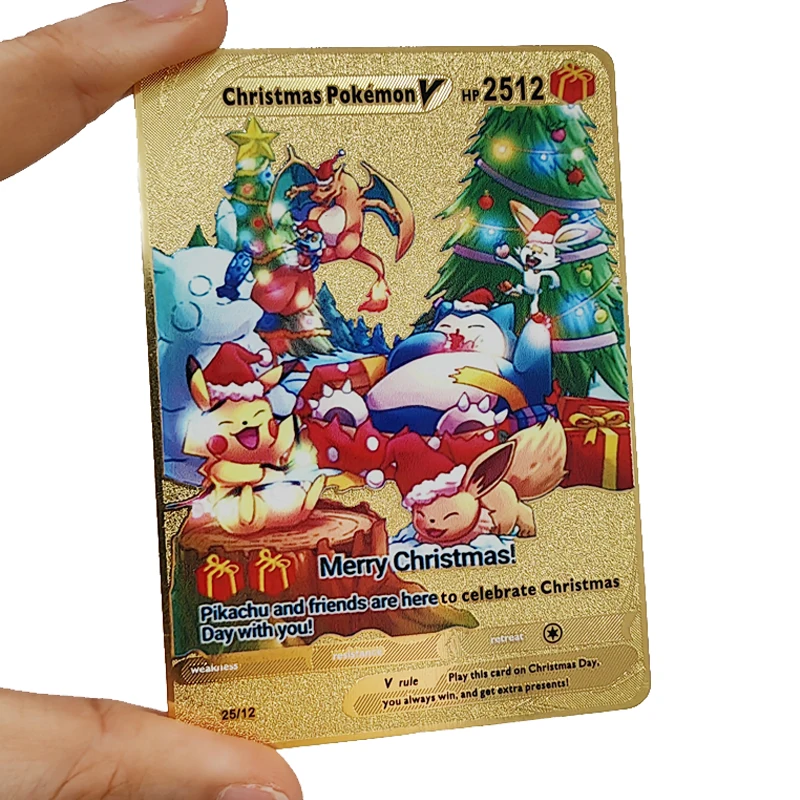 Fast Shipping Custom New Trading Cards Game Charizard Pikachu Vmax GX Gold Card Metal Popular Pokemoned Playing Cards