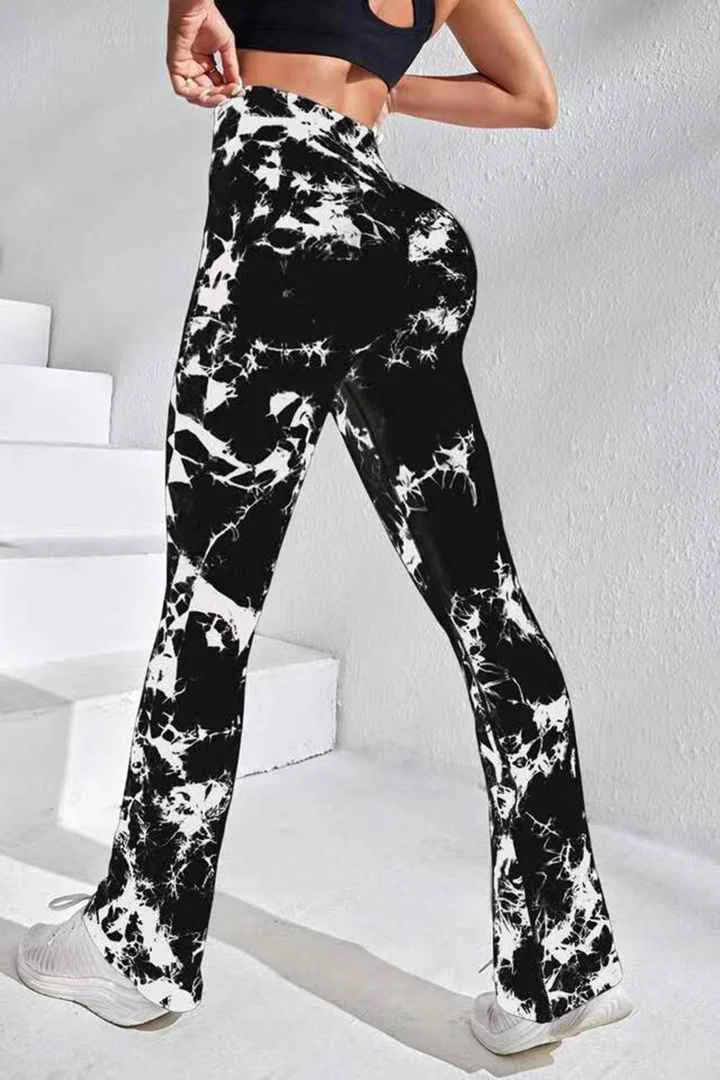 product high waist yoga pants seamless tie dyed yoga leggings bell bottoms leggings wide leg sports fitness yoga pants-61