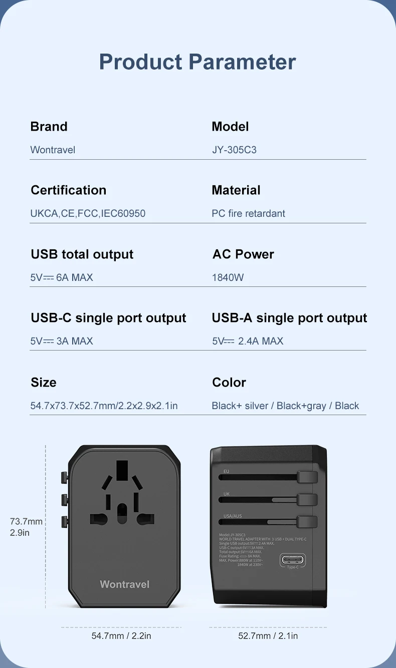 Wontravel Newest Ac 1840w Wideworld Travel Adaptor Multi Plug Power ...