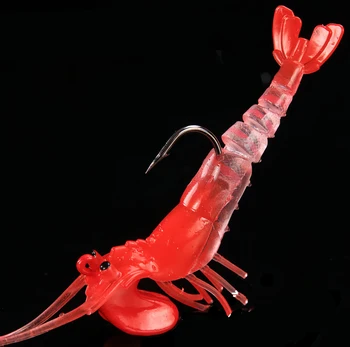 Cheap 5-Section Luminous Shrimp Lure with Jointed Soft Prawn Baits Lead Head Plastic Soft Shrimp Lure – Soft Lure – view 5