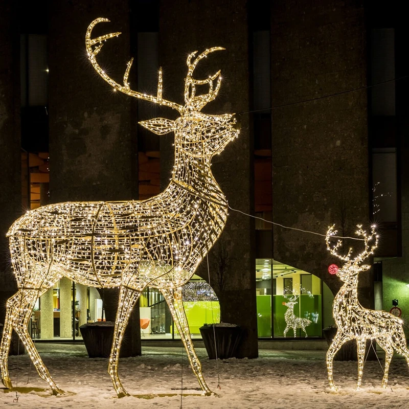 Factory Outdoor Large 3D Motif LED Lighted Animals Giant Christmas Reindeer for Landscape & Wedding Decoration Halloween Use