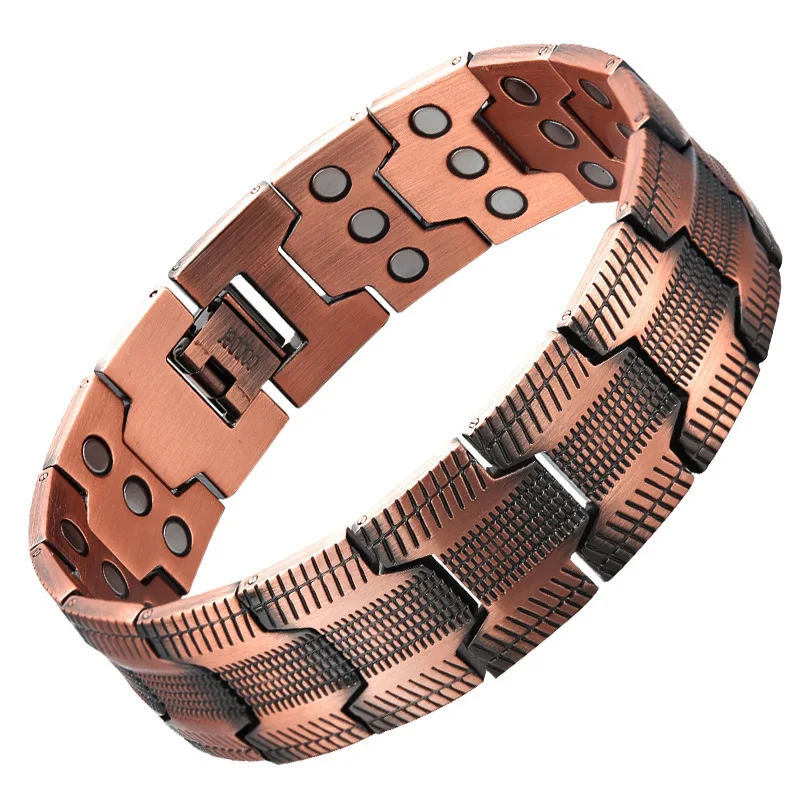 Hot Selling Super Quality Big Size Health Magnetic Therapy 45pcs Magnets Magnetic 99.9% Solid Pure Copper Bracelet for Healing