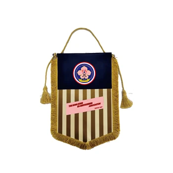 Customized high quality double sided club flag with golden tassels and metal crossbars