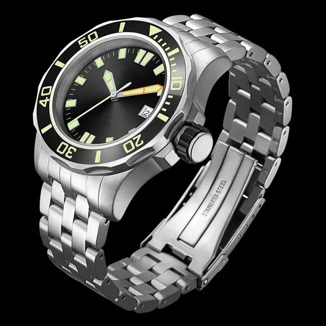
High quality GMT watches brushed stainless steel bracelet wrist watches for automatic diver 