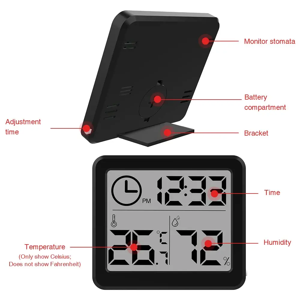 Hygrothermograph Indoor Large Scree LCD Electronic Temperature Humidity Digital Thermometer Digital Multi Thermometer Hygrometer