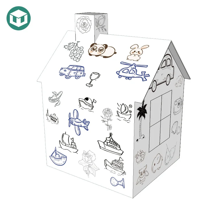 Customize Paper Furniture Cardboard Large Toy House for Houses Kids Cubby Cardboard House Coloring
